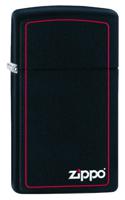 Zippo 1618ZB Slim Black Matte with Red Border with Zippo Logo Windproof Lighter