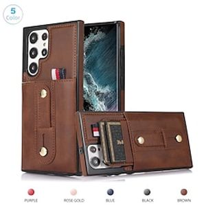 Phone Case For Samsung Galaxy Back Cover Leather Wallet Card S22 Ultra Plus S21 FE S20 Note 20 Ultra S10 S10 Plus S10 Lite Note 10 Note 10 Plus Dustproof Card Holder Slots Shockproof Solid Colored miniinthebox