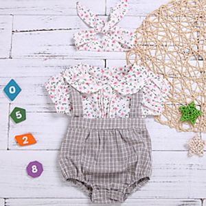 Baby Girls' Basic Floral Print Short Sleeves Romper White miniinthebox