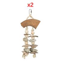 Trixie Coconut & Seashells Natural Bird Toy 35cm (Pack Of 2)