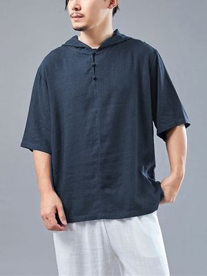 INCERUN Men Summer Half Sleeve Retro Loose Casual Top Hoodies INCERUN Men Summer Half Sleeve Retro Loose Casual Top Hoodies