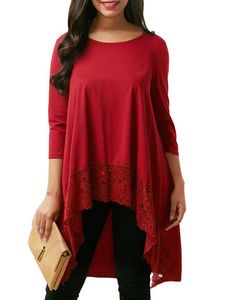 Lace Patchwork Irregular Women T-shirts