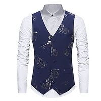 Men's Hot Gold Rose Print V-neck Vest Vest Lightinthebox - thumbnail