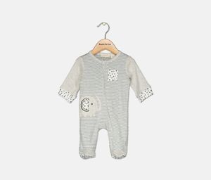 Baby Boys Elephant Footed Coverall  Crispy Grey