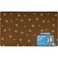 Drymate Pet Bowl Placemat Brown Stripe/ Tan Paw 12 x 20 inch/30 cm x 50 cm - thumbnail