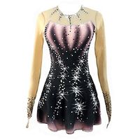 Figure Skating Dress Women's Girls' Ice Skating Dress Black Stretchy Training Competition Skating Wear Thermal Warm Crystal  Rhinestone Long Sleeve Ice Skating Figure Skating Lightinthebox - thumbnail