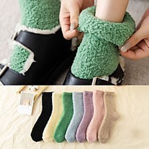 Fashion Comfort Women's Socks Solid Colored Casual Socks Slipper Socks Ultra Warm Office / Career Light Blue 2 Pairs miniinthebox