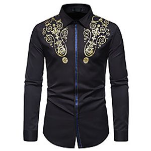 Men's Shirt Graphic Long Sleeve Casual Tops Casual Black Navy Blue miniinthebox