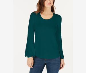 Womens Textured Sleeve Sweater  Rare Emerald