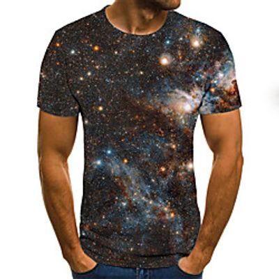 Men's T shirt Polka Dot Color Block 3D Plus Size Print Short Sleeve Daily Tops Basic Exaggerated Rainbow miniinthebox