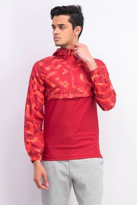 Mens Long Sleeve Hodded Jacket Red Combo Mens Long Sleeve Hodded Jacket Red Combo
