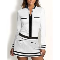Women's Polo Shirt Golf Shirt Breathable Quick Dry Moisture Wicking Long Sleeve Golf Apparel Golf Clothes Regular Fit Zipper Stand Collar Color Block Spring Autumn Tennis Golf Pickleball miniinthebox - thumbnail