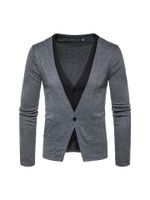 Mens Fake Two Pieces Knitted Casual Cardigans
