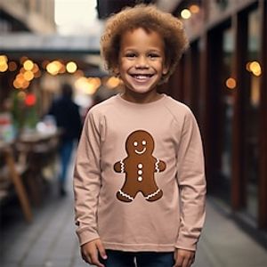 Christmas Boys 3D Gingerbread Raglan Sleeve Shirt Long Sleeve 3D Print Fall Winter Sports Fashion Streetwear Polyester Kids 3-12 Years Crew Neck Outdoor Casual Daily Regular Fit Lightinthebox