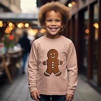 Christmas Boys 3D Gingerbread Raglan Sleeve Shirt Long Sleeve 3D Print Fall Winter Sports Fashion Streetwear Polyester Kids 3-12 Years Crew Neck Outdoor Casual Daily Regular Fit Lightinthebox - thumbnail
