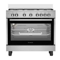 Ariston 90CM Gas Cooker, 5 Burners, Built-in Air Fryer, Fan-Assisted Oven, Self-Cleaning, Auto Ignition, Safety Valve, Cast Iron Support, Stainless Steel - ARR9GGF23129XME