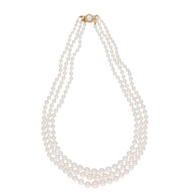 Sri Jagdamba Pearls 3 Line Knoted Round Pearl Set - JPJUN-20-207