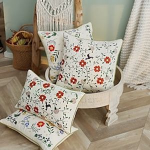 American Style Ins Rural Embroidered Pillows, Cushions, Plants, Flowers, Grass, Square Pillows, Cross-Border Home Embroidery Pillows, Wholesale and Distribution miniinthebox