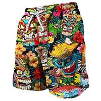 Tiki Print Ethnic Style Men's Board Shorts Hawaiian Shorts Swim Trunks Drawstring with Mesh lining Elastic Waist Short Holiday Beach Streetwear Lightinthebox