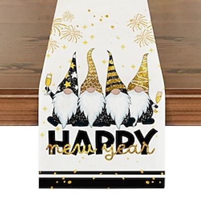 Happy New Year Cartoon Table Runner Restaurant Simple Decoration Linen Printing Table Runner miniinthebox