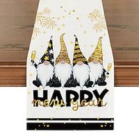 Happy New Year Cartoon Table Runner Restaurant Simple Decoration Linen Printing Table Runner miniinthebox Happy New Year Cartoon Table Runner Restaurant Simple Decoration Linen Printing Table Runner miniinthebox