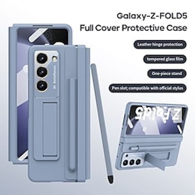 Phone Case For Samsung Galaxy Z Fold 5 Z Fold 4 Back Cover with Stand Holder with Screen Protector with S Pen Solid Color PC PU Leather miniinthebox Phone Case For Samsung Galaxy Z Fold 5 Z Fold 4 Back Cover with Stand Holder with Screen Protector with S Pen Solid Color PC PU Leather miniinthebox