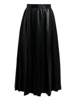 Leather Pleated Skirt - Black - thumbnail