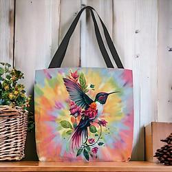 Women's Tote Shoulder Bag Canvas Tote Bag 3D Print School Outdoor Daily Animal Polyester Large Capacity Breathable Lightweight Zipper Print Yellow Red Blue Lightinthebox