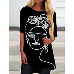 Women's T Shirt Dress Tee Dress Short Mini Dress Black Half Sleeve Abstract Print Spring Summer Round Neck Casual 2021 S M L XL XXL 3XL Lightinthebox