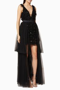 Detachable Train Sequin Mesh Dress