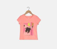 Kids Girls Short Sleeve Graphic Top  Neon Pink - thumbnail