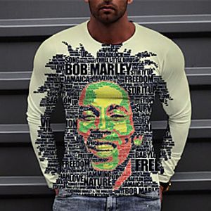 Men's Unisex Tee T shirt Shirt 3D Print Graphic Prints Human face Print Long Sleeve Daily Tops Casual Designer Big and Tall Green miniinthebox