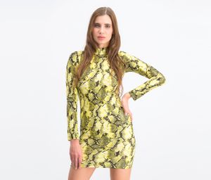 Womens Animal Print Dress  Black/Yellow