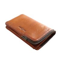 Vintage Genuine Leather Casual Trifold Long Wallet For Men