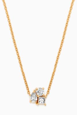 x Almasati Trio Sparkle Diamond Necklace in 18kt Yellow Gold