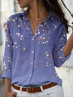 Casual Loose Floral Print Sun Protection Long Sleeve Blouse