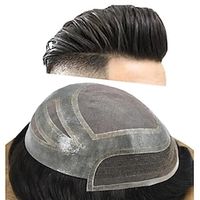 Mens Toupee Human Hair Pieces Replacement System for Men Breathable French Lace Mens Wigs Hairpiece Poly Skin PU Around Hair Unit Patch for Men 7X9 8X10 Lightinthebox - thumbnail