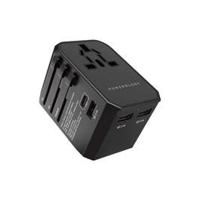 Powerology Universal Travel Adapter 2.4A+ PD 45W, Black