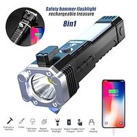 Torch LightLED 3W Torch Light Rechargeable Torch Flashlight Emergency Lights Long Distance Beam Range Car Rescue Torch with Hammer Window Glass and Seat Belt Cutter Built (Black) Lightinthebox - thumbnail