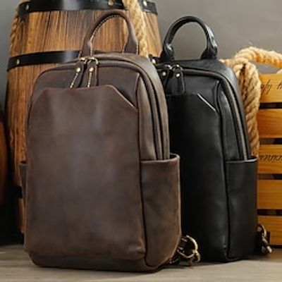 Vintage Crazy Horse Leather Men's Chest Bag Crossbody Bag Large Capacity Business Commuting Travel Shoulder Bag Lightinthebox