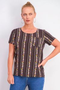 Womens Printed Top  Black Comob