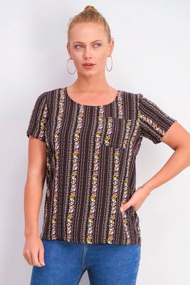 Womens Printed Top  Black Comob