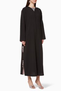 Button Panel Crepe Abaya