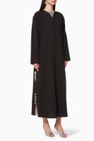 Button Panel Crepe Abaya - thumbnail