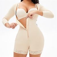 Women's Curve Plus Size Bodysuits Lace Solid Color Casual U Neck Fall Winter khaki Black Big Size L XL 2XL 3XL 4XL miniinthebox - thumbnail