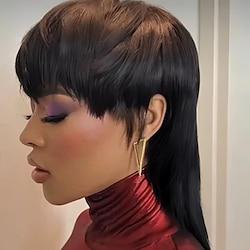 Short Pixie Cut Remy Human Brazilian Hair Glueless Wigs Wear And Go Full Machine Made Wig Straight With Bangs Lightinthebox