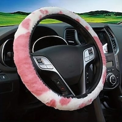 Cow Pattern Plush Car Steering Wheel Cover Without Inner Ring Elastic Elastic Band Car Handle Cover Car Accessories Women miniinthebox