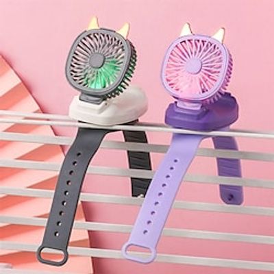 Children Mini Watch Fan Air Cooling Fan Portable USB Charging Removable Desktop Fan with Colorful Lights for Kids Gifts Outdoor Lightinthebox