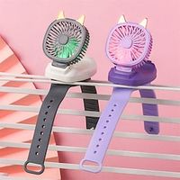Children Mini Watch Fan Air Cooling Fan Portable USB Charging Removable Desktop Fan with Colorful Lights for Kids Gifts Outdoor Lightinthebox - thumbnail