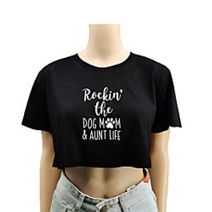 Women's Crop Top Tee  T-shirt Crop Top Crew Neck Letter Printed Sport Athleisure T Shirt Top Short Sleeves Breathable Soft Comfortable Everyday Use Street Casual Daily Outdoor Lightinthebox